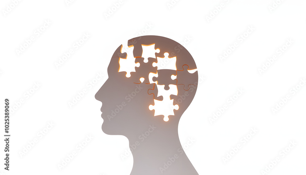 man head silhouette with jigsaw isolated with white highlights, png man head silhouette with jigsaw isolated with white highlights, png