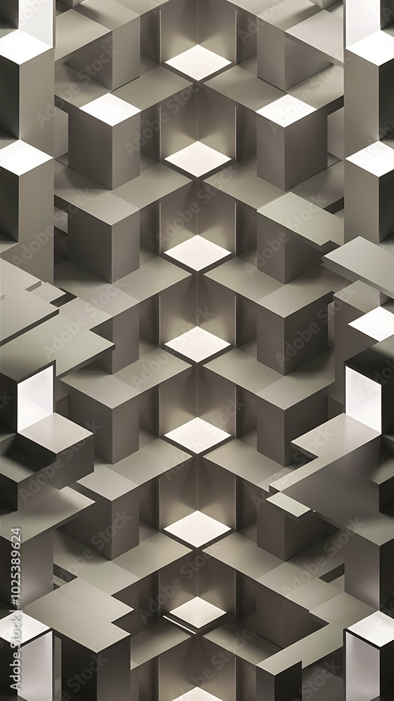 Fototapeta premium Vector Abstract geometric shape from gray cubes. White squares