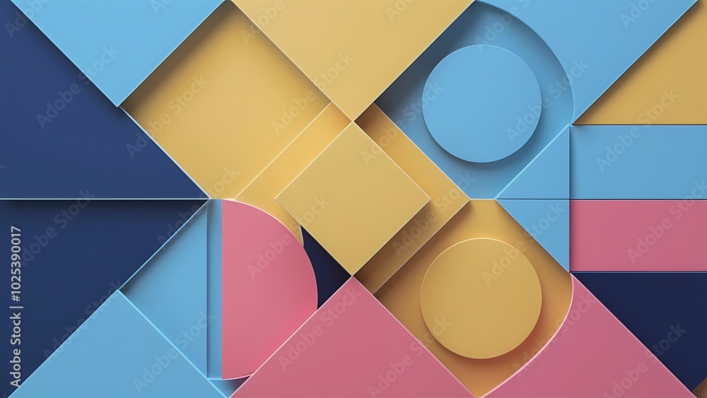 Fototapeta premium Simplicity Geometric Design Set Clean Lines and Colorful Forms In Blue Yellow Pink, Gradient