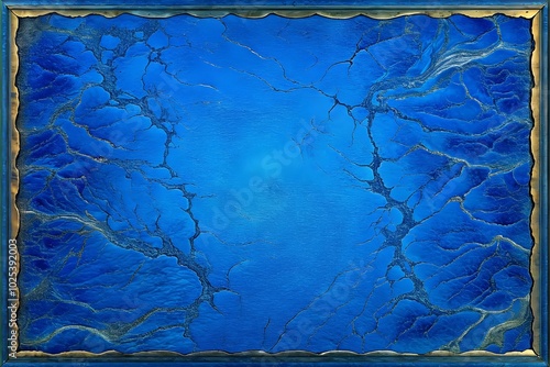 Vivid Blue Abstract Art Textured Cracked Design Decorative Home Decor photo