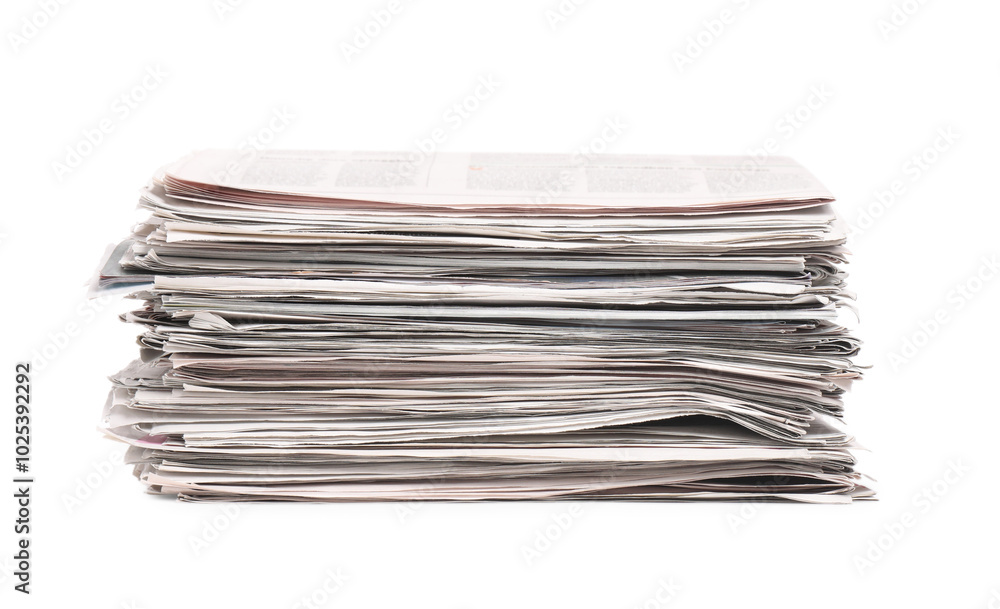 Stack of many newspapers isolated on white Stack of many newspapers isolated on white