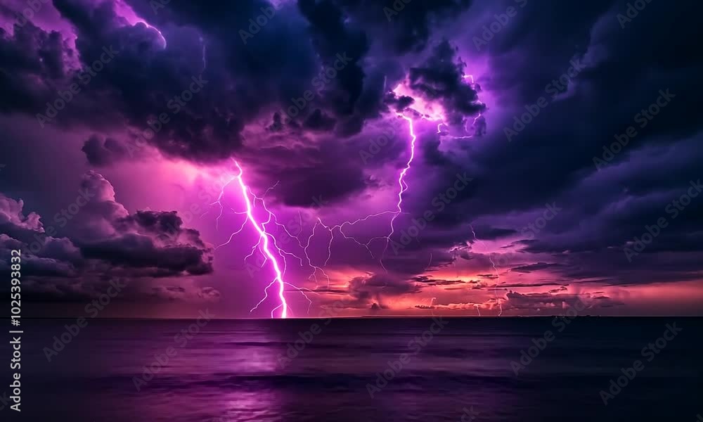 Lightning Storm Over the Ocean