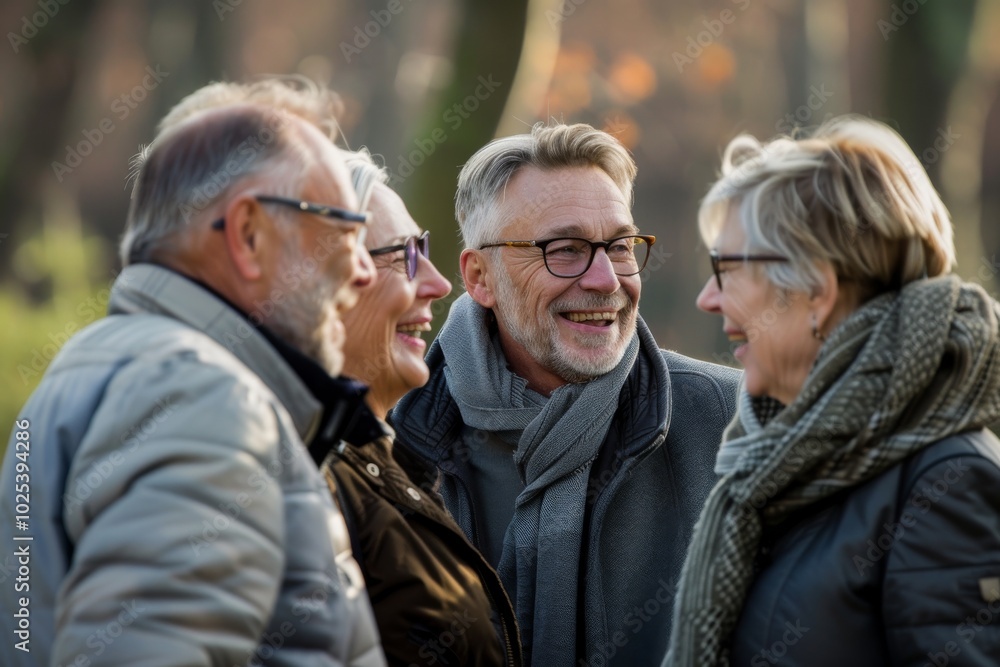Group of senior friends walking together in the park. Selective focus. Group of senior friends walking together in the park. Selective focus.