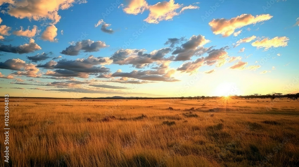 A serene sunset over a golden landscape, showcasing nature's beauty and tranquility. A serene sunset over a golden landscape, showcasing nature's beauty and tranquility.