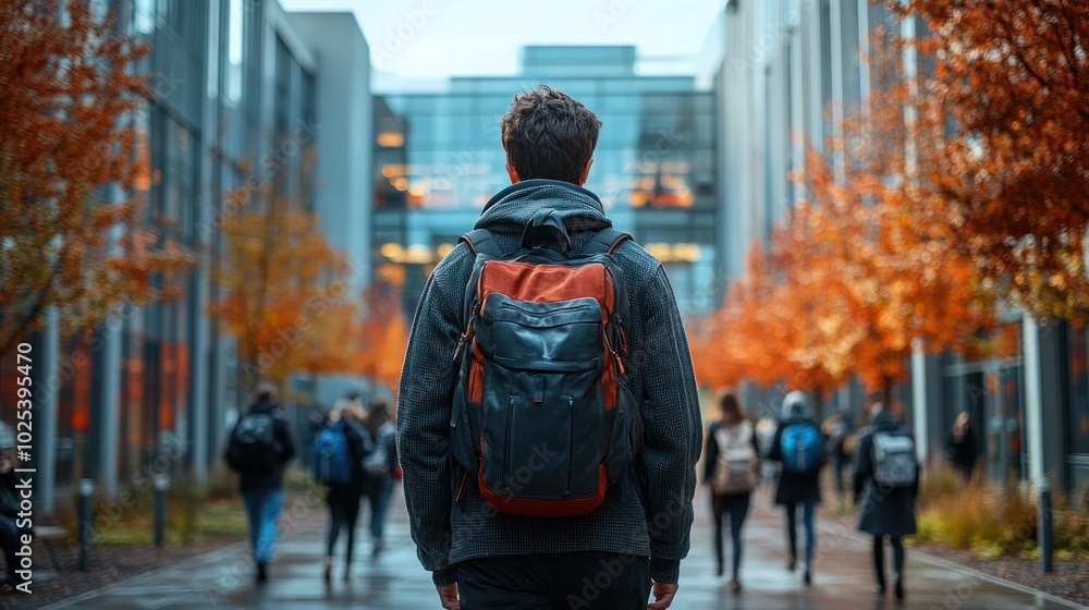 Obraz premium Student Walking Through Campus