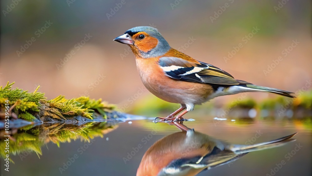 Close up of Eurasian chaffinch perched on a branch Close up of Eurasian chaffinch perched on a branch