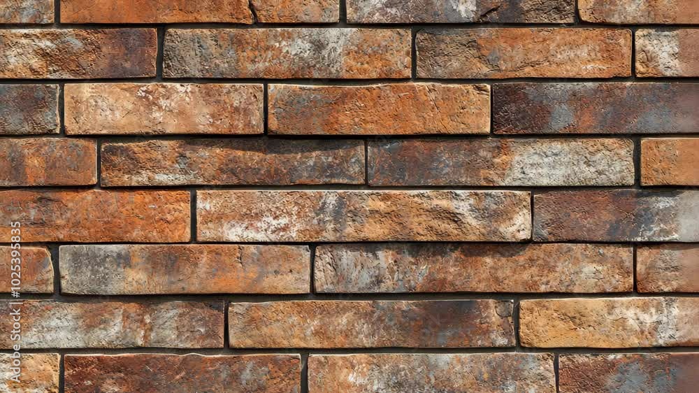 A close-up view of a brick wall with a rustic, weathered texture A close-up view of a brick wall with a rustic, weathered texture
