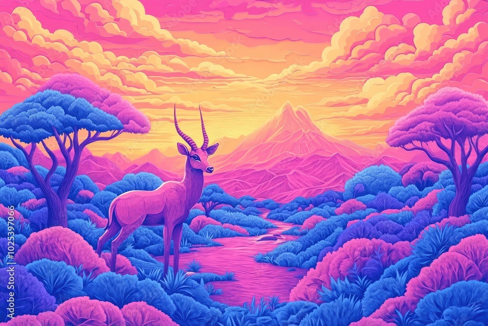 Impala antelopes in their natural habitat in the wilderness, Impala antelopes in natural habitat Impala antelopes in their natural habitat in the wilderness, Impala antelopes in natural habitat