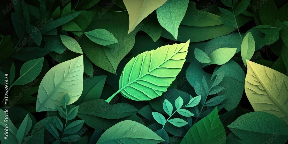 Green leaf emerging from a bed of dry leaves, New green leaf among dry foliage Green leaf emerging from a bed of dry leaves, New green leaf among dry foliage