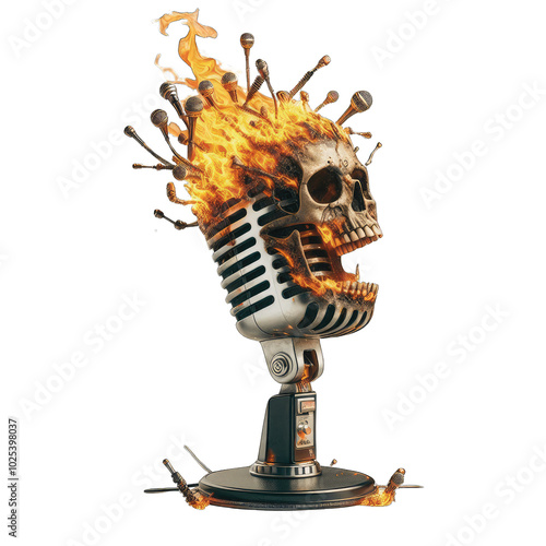 Scary vintage microphone skelton  photo