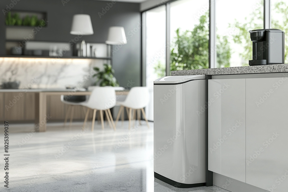 Overflowing Trash Bin in a Contemporary Kitchen Setting: Highlighting the Importance of Cleanliness and Waste Disposal Overflowing Trash Bin in a Contemporary Kitchen Setting: Highlighting the Importance of Cleanliness and Waste Disposal