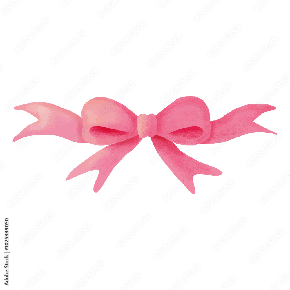 Elegant Pink Ribbon Bow in Watercolor Style Elegant Pink Ribbon Bow in Watercolor Style