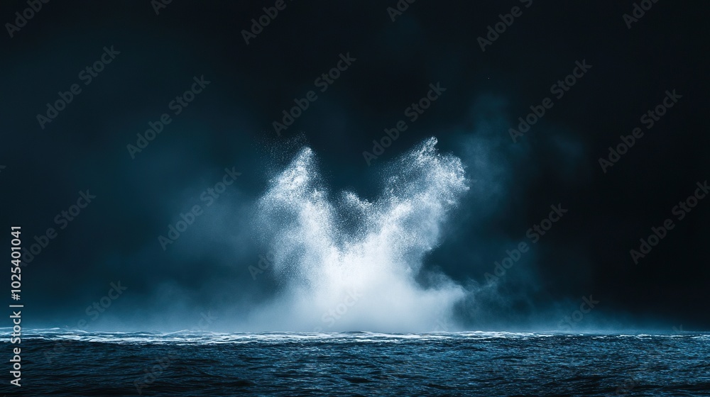 white water spraying up into the air with dark blue water in the background white water spraying up into the air with dark blue water in the background