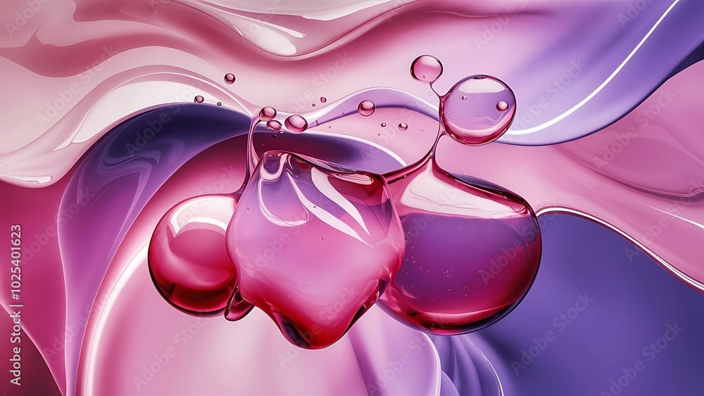 Creative abstract background from mixed water and oil bubbles in pink and purple color Creative abstract background from mixed water and oil bubbles in pink and purple color