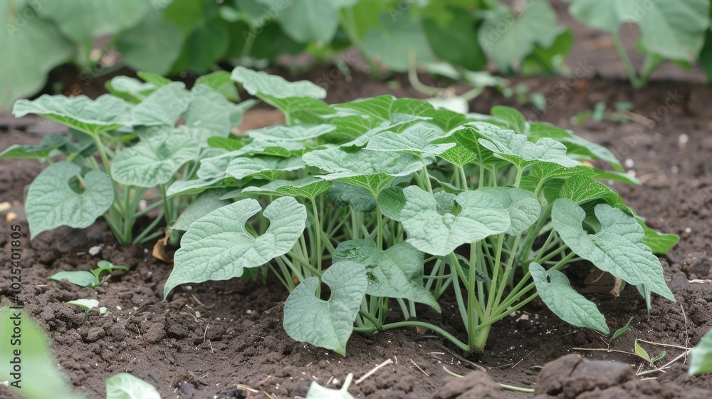 Fresh Green Leaves Growing in Fertile Soil Fresh Green Leaves Growing in Fertile Soil