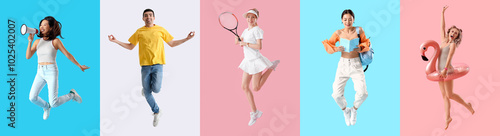 Set of different jumping pe...