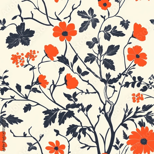 Modern Minimalist Floral Seamless Pattern Design