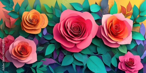 Vibrant synthetic roses with a focus on details, Detailed vibrant synthetic rose arrangement