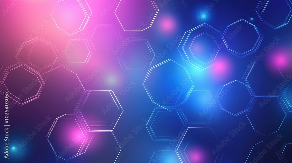 Abstract Background with Glowing Hexagon Shapes and Blurred Lights Abstract Background with Glowing Hexagon Shapes and Blurred Lights