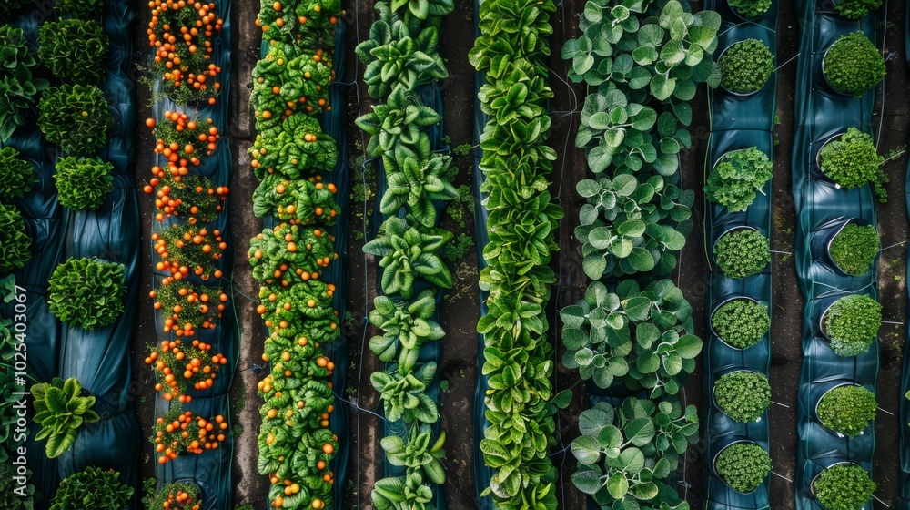 Lush Greenery in a Vertical Farming Setup Lush Greenery in a Vertical Farming Setup