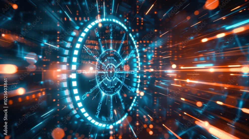 Obraz premium Futuristic Digital Technology Concept in Motion