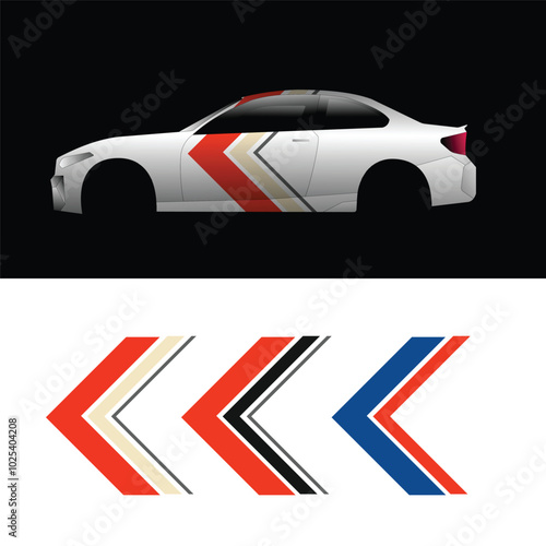 car body side wrap decal design vector