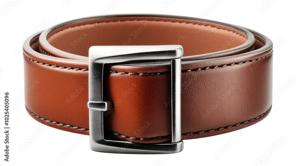 Stylish Brown Leather Belt with Silver Buckle Stylish Brown Leather Belt with Silver Buckle