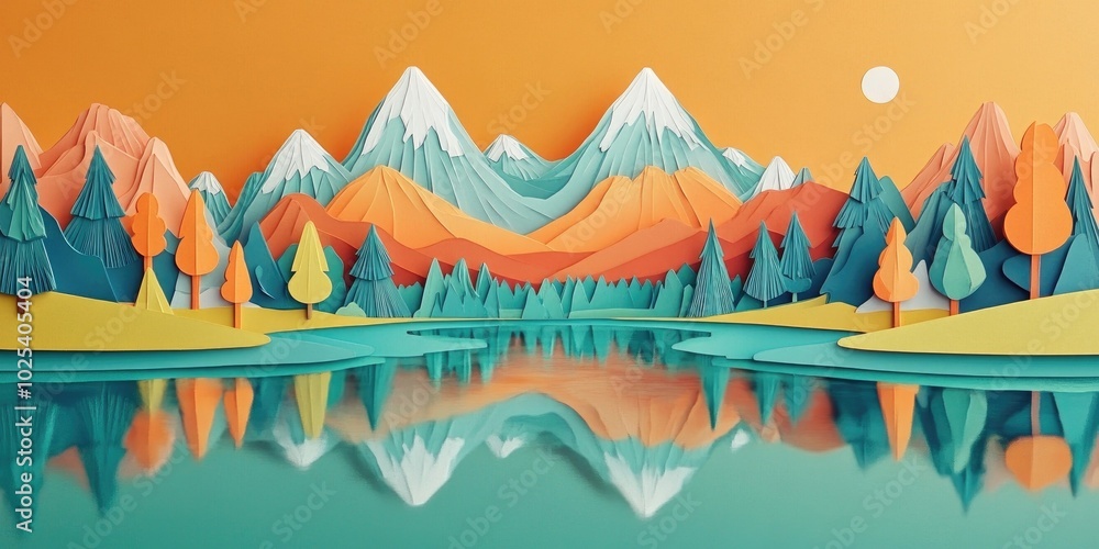 Mountains and trees surrounding a serene body of water, Serene landscape of mountains and trees reflected in calm water Mountains and trees surrounding a serene body of water, Serene landscape of mountains and trees reflected in calm water