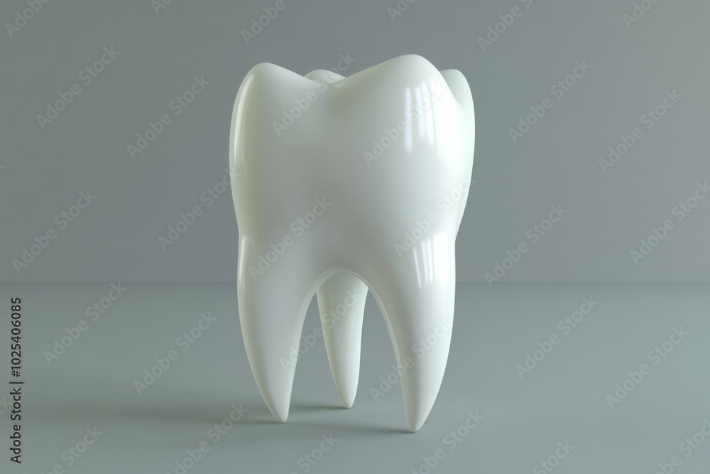 Realistic White Tooth Model on Gray Background Realistic White Tooth Model on Gray Background