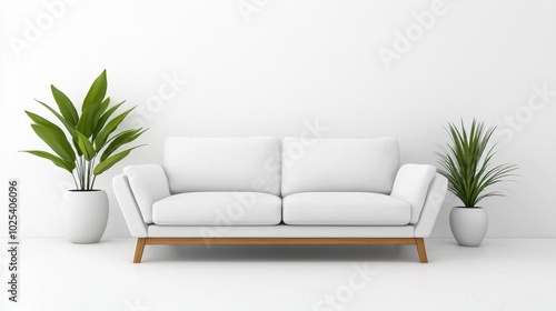 Elegant Feline Relaxation on Minimalist White Sofa