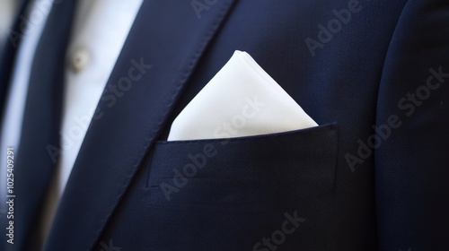 Elegant Suit with White Pocket Square Detail