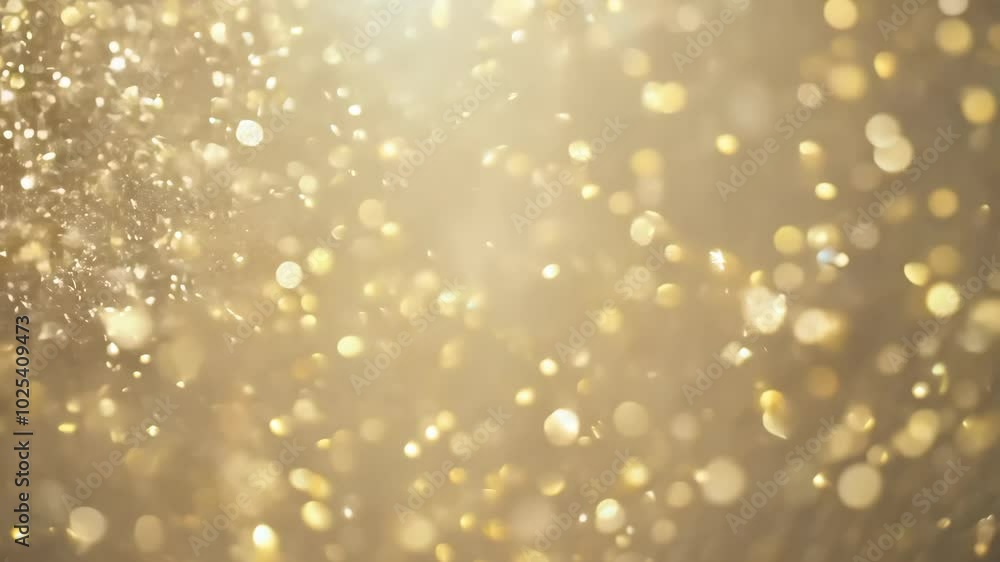 Soft golden glittering particles illuminated by warm light, background, copy space for text Soft golden glittering particles illuminated by warm light, background, copy space for text