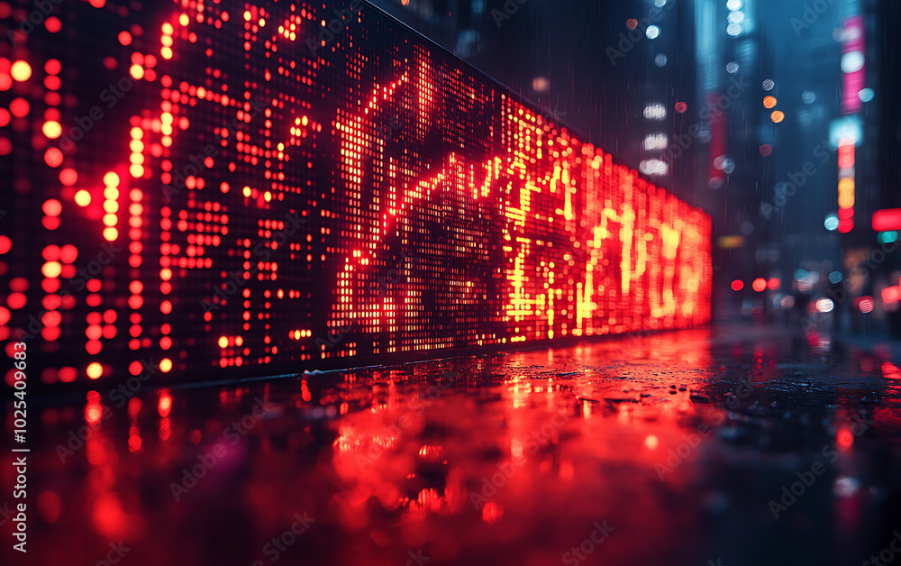 Fototapeta premium Financial Crisis Visualized: Stock Market Charts on Tech Background