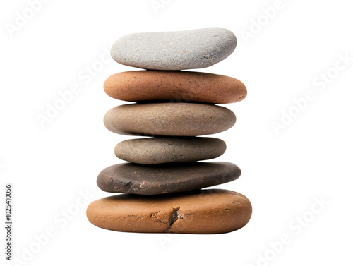 Stacked smooth stones, Transparent background. photo