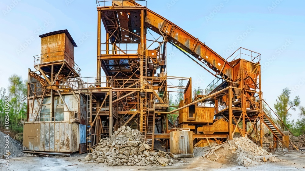 Rusty Industrial Structure with Concrete Debris Rusty Industrial Structure with Concrete Debris
