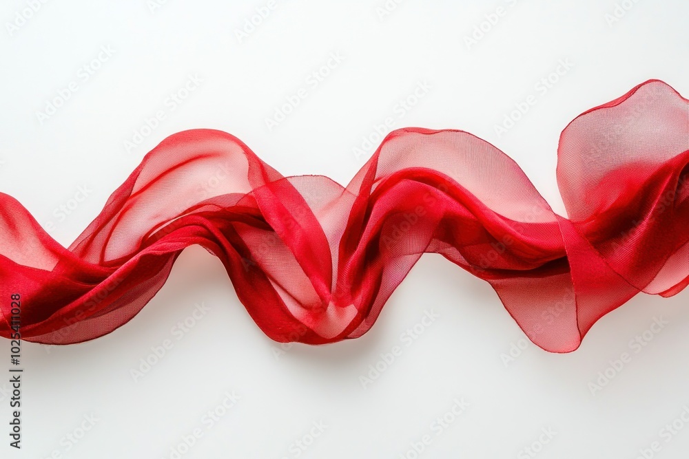 Elegant Red Ribbon Dances Across a Clean Background Elegant Red Ribbon Dances Across a Clean Background