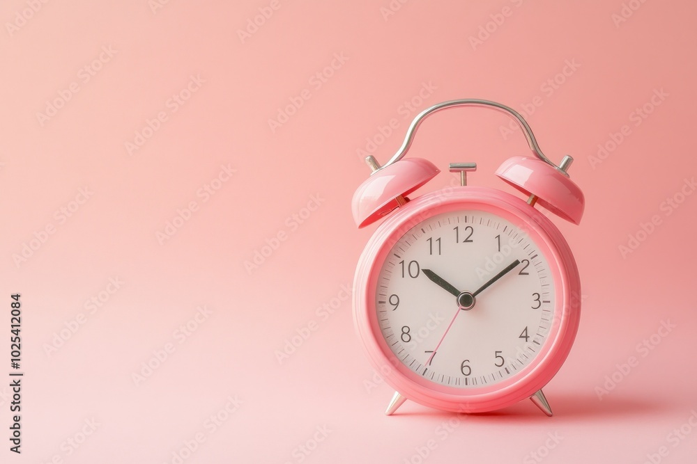Adorable Pink Alarm Clock on Soft Pink Background Adorable Pink Alarm Clock on Soft Pink Background