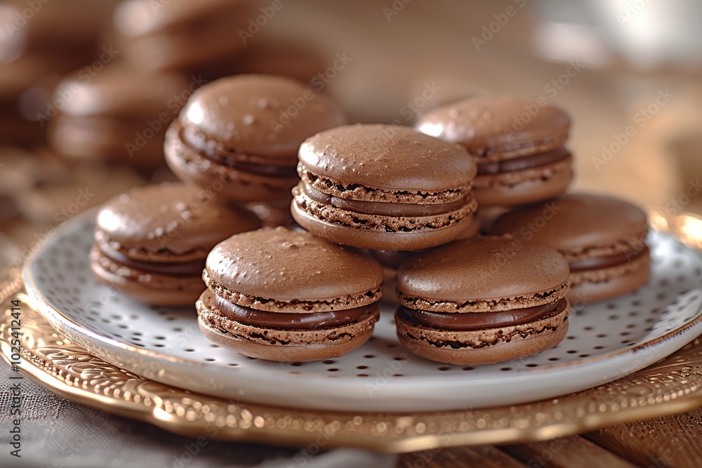Chocolate Macarons on a Plate Chocolate Macarons on a Plate