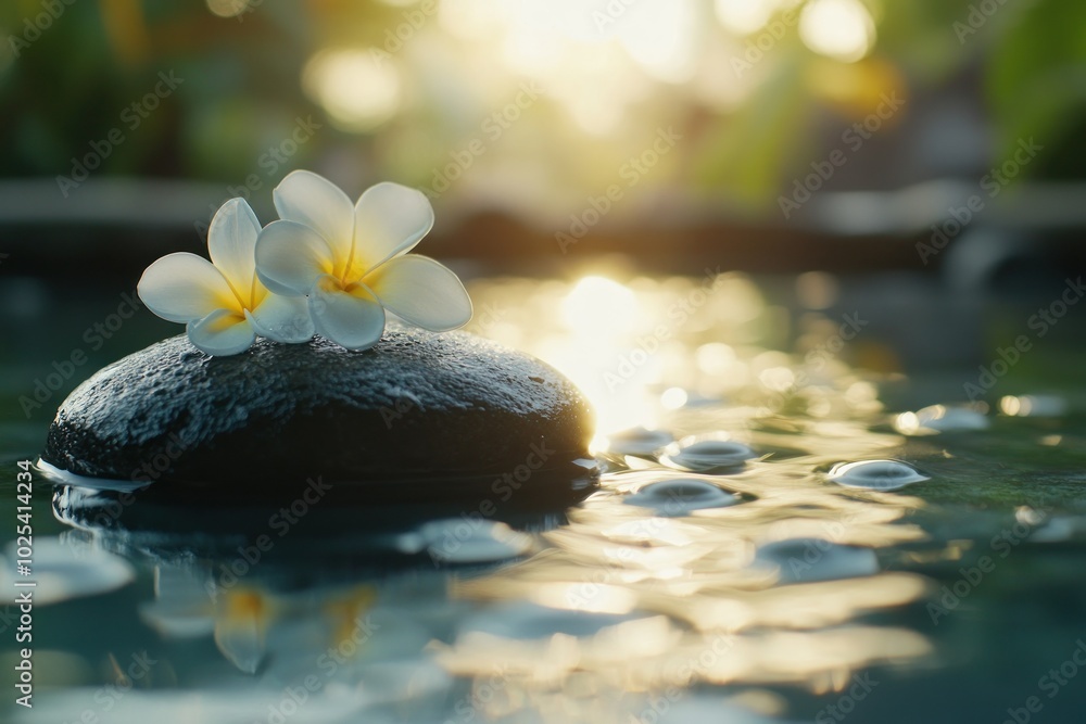 Serene Massage Therapy Session with Stones and Flowers Serene Massage Therapy Session with Stones and Flowers