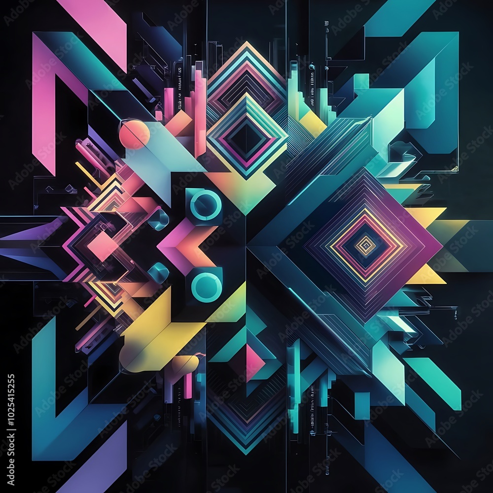 Geometric abstract background with abstract geometric shapes. Concept of creative technology, digital art, social communication, modern science for poster, cover, banner, brochure, website Geometric abstract background with abstract geometric shapes. Concept of creative technology, digital art, social communication, modern science for poster, cover, banner, brochure, website