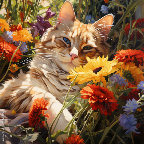 bouquets of flowers and piles of brocades