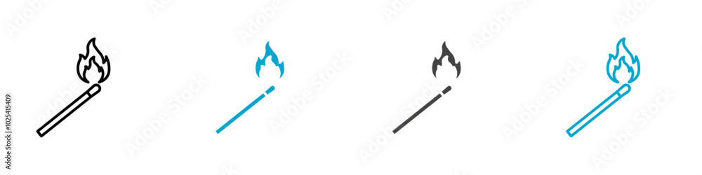 lit up match icon Sign set in black and white lit up match icon Sign set in black and white