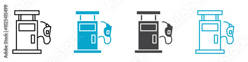 filling station icon Sign set in black and white