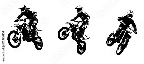 silhouettes of man riding on motocross vector design