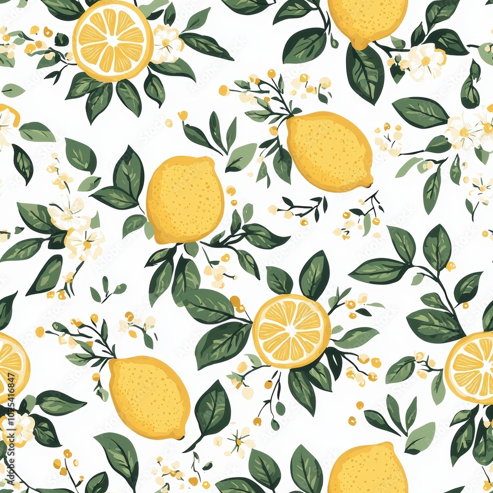 Bright Lemon Slice Seamless Pattern for Fresh Decor Bright Lemon Slice Seamless Pattern for Fresh Decor