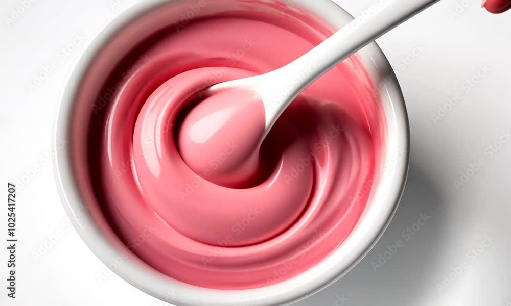 Pink Frosting in a Bowl with a Spoon Pink Frosting in a Bowl with a Spoon