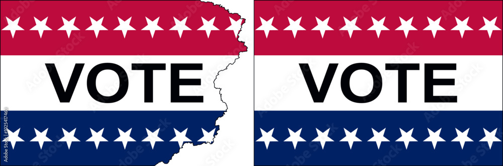 American Vote flags vector. Standard flag and with torn edges American Vote flags vector. Standard flag and with torn edges