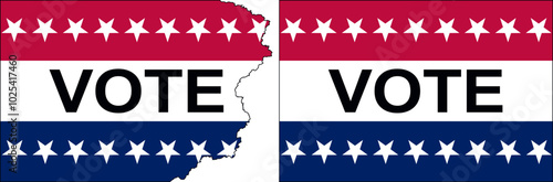 American Vote flags vector. Standard flag and with torn edges