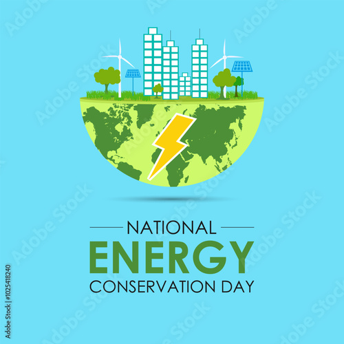 National Energy Conservation Day Vector illustration. Light bulb hands  with green leaf icon. It focuses on bringing awareness to global warming and promoting efforts to combat it. EPS 10.