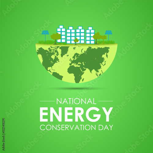National Energy Conservation Day Vector illustration. Light bulb hands  with green leaf icon. It focuses on bringing awareness to global warming and promoting efforts to combat it. EPS 10.